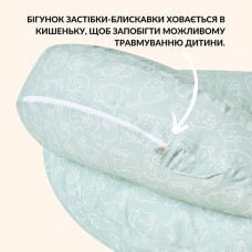 Подушка для годування 60 x 70 x 16 см, для зручності мами, блакитна з блискавкою, ТM IDEIA