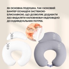 Подушка для годування диван 60 х 70 х 16 см антиалергенна бавовна, для комфорту мами, на блискавці сіро-бежева