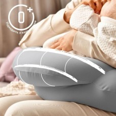 Подушка для годування диван 60 х 70 х 16 см антиалергенна бавовна, для комфорту мами, на блискавці сіро-бежева