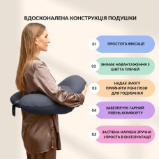 Подушка для годування IDEIA диван, антиалергенна з бавовни, 60x70x16 см, на блискавці, темно-сіра Подушка для годування IDEIA диван, антиалергенна з бавовни, 60x70x16 см, на блискавці, темно-сіра