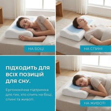 Подушка ортопедична CoolGel 60 x 40 x 11/9 см з охолоджуючим гелем та ефектом пам’яті, ТМ IDEIA