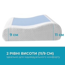 Подушка ортопедична CoolGel 60 x 40 x 11/9 см з охолоджуючим гелем та ефектом пам’яті, ТМ IDEIA