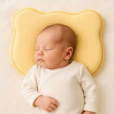 Подушка ортопедична дитяча BabyComfort 27 x 22 x 3 см, з ефектом пам’яті, жовта у формі ведмедика, ТМ PAPAELLA