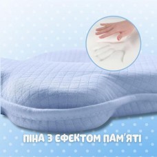 Подушка ортопедична дитяча BabyComfort 27 x 22 x 3 см, з ефектом пам’яті, блакитна у формі ведмедика, ТМ PAPAELLA