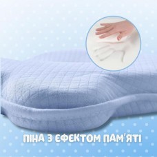 Подушка ортопедична дитяча BabyComfort 27 x 22 x 3 см, з ефектом пам’яті, блакитна у формі ведмедика, ТМ PAPAELLA