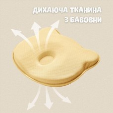 Подушка ортопедична дитяча BabyComfort 27 x 22 x 3 см, з ефектом пам’яті, жовта у формі ведмедика, ТМ PAPAELLA