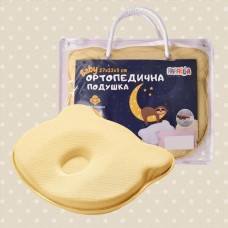 Подушка ортопедична дитяча BabyComfort 27 x 22 x 3 см, з ефектом пам’яті, жовта у формі ведмедика, ТМ PAPAELLA