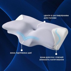 Подушка ортопедична ErgoSleep 61 x 34 x 12 см IDEIA анатомічна з ефектом памяті на боці, спині та животі, з наволочкою