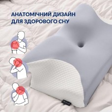 Подушка ортопедична ErgoSleep 61 x 34 x 12 см IDEIA анатомічна з ефектом памяті на боці, спині та животі, з наволочкою