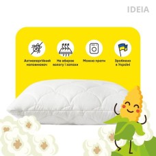 Подушка 50 x 70 см ПОПКОРН IDEIA, з кукурудзяним наповнювачем, гіпоалергенна, біла