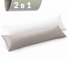Подушка з наволочкою NORDIC+ 40 x 140 см., антиалергенна на блискавці, біло-сіра, ТМ IDEIA