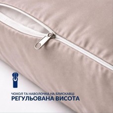 Подушка з наволочкою NORDIC+ 40 x 140 см., антиалергенна на блискавці, біло-сіра, ТМ IDEIA