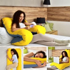 Подушка U-shape, П-подібна для вагітних і відпочинку ТМ IDEIA 140 x 75 x 20 см жовто/блакитна