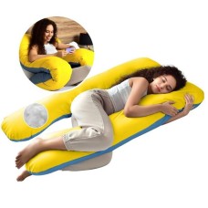 Подушка U-shape, П-подібна для вагітних і відпочинку ТМ IDEIA 140 x 75 x 20 см жовто/блакитна