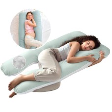 Подушка U-shape, П-подібна для вагітних та відпочинку ТМ IDEIA 140 x 75 x 20 см мята/біла