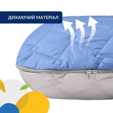 Подушка U-shape, П-подібна для сну та відпочинку з посиленням чохлом ТМ IDEIA 140 x 75 x 20 см джинс/сіра