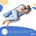 Подушка U-shape, П-подібна для сну та відпочинку з посиленням чохлом ТМ IDEIA 140 x 75 x 20 см джинс/сіра