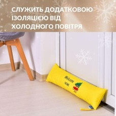 Подушка валик 15 x 90 см. декоративна, утеплювач для вікон та дверей, жовта з вишивкою, ТМ IDEIA