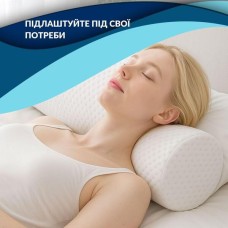 Подушка валик ErgoRoll 40 x 15 x 15 см для підтримки шиї, ортопедична, з ефектом пам’яті, ТМ IDEIA