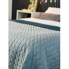 Покривало ArCloud 140 x 215 стьобане двостороннє в сумцi (Romb - Grey+Indian Teal)