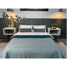 Покривало ArCloud 140 x 215 стьобане двостороннє в сумцi (Romb - Grey+Indian Teal)
