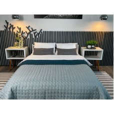 Покривало ArCloud 200 x 220 стьобане двостороннє в сумцi (Romb - Grey+Indian Teal)