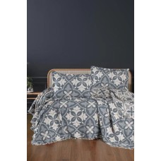 Покривало муслінове Blooming Bedspread 240 x 260 + наволочки 2 шт 50 x 70 (Pandora Blue), ТМ First Choice