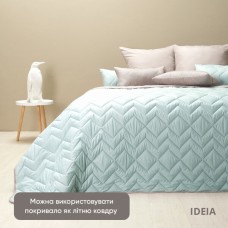 Покрывало ЛЮКС TM IDEIA 240 x 260 см мята/св.сірий