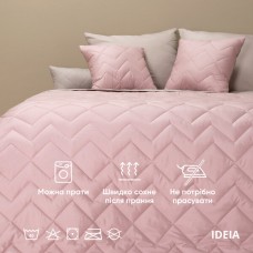 Покрывало ЛЮКС TM IDEIA 240 x 260 см пудра/св.сірий