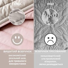 Двостороннє покривало Люкс 220 x 240 см. євро, антиалергенне волокно, пудра, світло-сіре, ТМ IDEIA