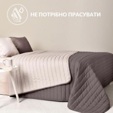 Двостороннє покривало Люкс 240 x 260 см євро, антиалергенне волокно, шоколад, беж, ТМ IDEIA