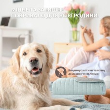 Покривало Стиль Люкс мікрофібра 240 x 260 см євро двостороннє, м’ята, світло-сіре, TM IDEIA
