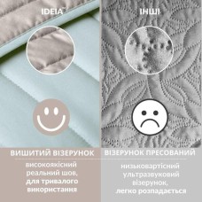 Покривало Стиль Люкс мікрофібра 240 x 260 см євро двостороннє, м’ята, світло-сіре, TM IDEIA