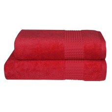 Банний махровий рушник Parisa Terry Waffle 70 x 140 см, 100% бавовна, 550 г/м2, червоний
