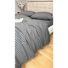 Постільна білизна Style Washed Cotton, варена бавовна, сіра в чорну смужку Постільна білизна Style Washed Cotton, варена бавовна, сіра в чорну смужку