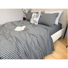 Постільна білизна Style Washed Cotton, варена бавовна, сіра в чорну смужку Постільна білизна Style Washed Cotton, варена бавовна, сіра в чорну смужку