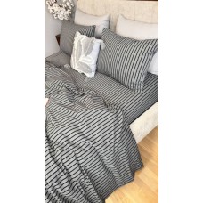Постільна білизна Style Washed Cotton, варена бавовна, сіра в чорну смужку Постільна білизна Style Washed Cotton, варена бавовна, сіра в чорну смужку