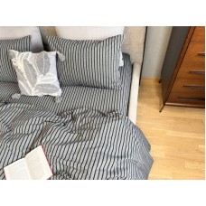 Постільна білизна Style Washed Cotton, варена бавовна, сіра в чорну смужку Постільна білизна Style Washed Cotton, варена бавовна, сіра в чорну смужку