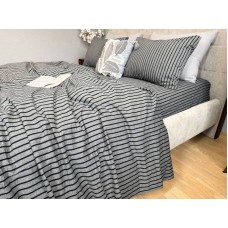 Постільна білизна Style Washed Cotton, варена бавовна, сіра в чорну смужку Постільна білизна Style Washed Cotton, варена бавовна, сіра в чорну смужку