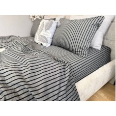 Постільна білизна Style Washed Cotton, варена бавовна, сіра в чорну смужку Постільна білизна Style Washed Cotton, варена бавовна, сіра в чорну смужку