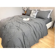 Постільна білизна Style Washed Cotton, варена бавовна, сіра в чорну смужку Постільна білизна Style Washed Cotton, варена бавовна, сіра в чорну смужку