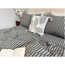 Постільна білизна Style Washed Cotton, варена бавовна, сіра в чорну смужку Постільна білизна Style Washed Cotton, варена бавовна, сіра в чорну смужку