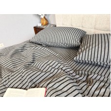 Постільна білизна Style Washed Cotton, варена бавовна, сіра в чорну смужку Постільна білизна Style Washed Cotton, варена бавовна, сіра в чорну смужку
