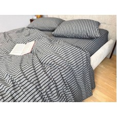 Постільна білизна Style Washed Cotton, варена бавовна, сіра в чорну смужку Постільна білизна Style Washed Cotton, варена бавовна, сіра в чорну смужку