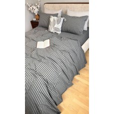 Постільна білизна Style Washed Cotton, варена бавовна, сіра в чорну смужку Постільна білизна Style Washed Cotton, варена бавовна, сіра в чорну смужку