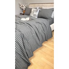 Постільна білизна Style Washed Cotton, варена бавовна, сіра в чорну смужку Постільна білизна Style Washed Cotton, варена бавовна, сіра в чорну смужку