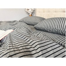 Постільна білизна Style Washed Cotton, варена бавовна, сіра в чорну смужку Постільна білизна Style Washed Cotton, варена бавовна, сіра в чорну смужку