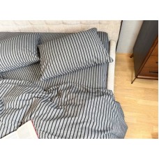 Постільна білизна Style Washed Cotton, варена бавовна, сіра в чорну смужку Постільна білизна Style Washed Cotton, варена бавовна, сіра в чорну смужку