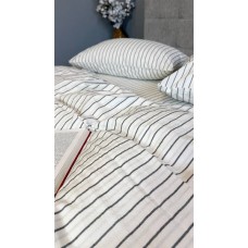 Постільна білизна Magic Washed Cotton, варена бавовна в тонку чорну смужку