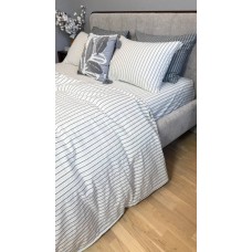 Постільна білизна Magic Washed Cotton, варена бавовна в тонку чорну смужку